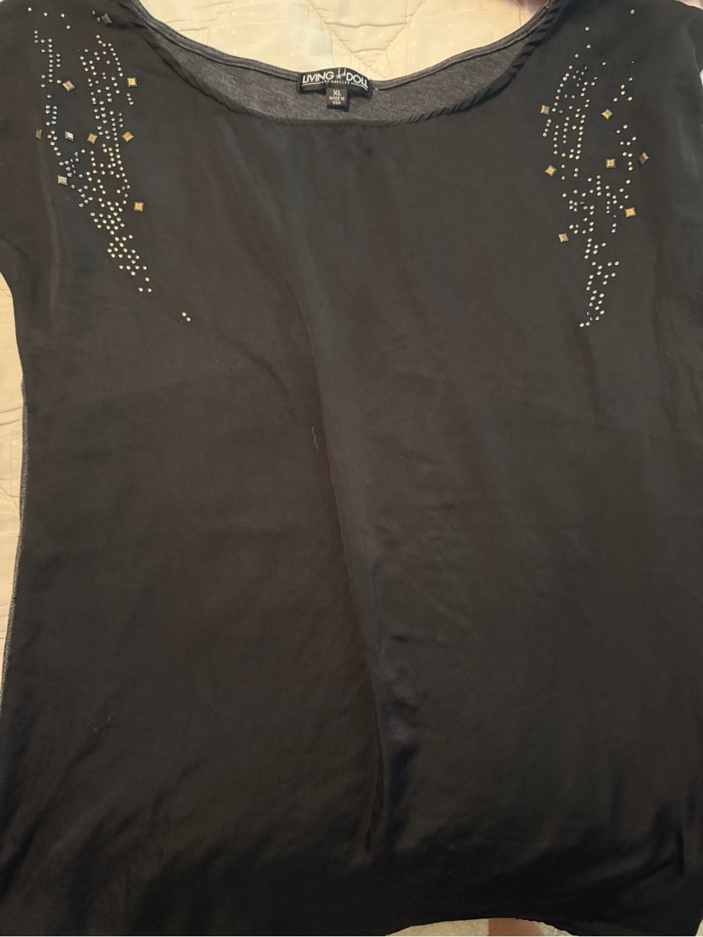 living doll Black Top with Studded Accent
